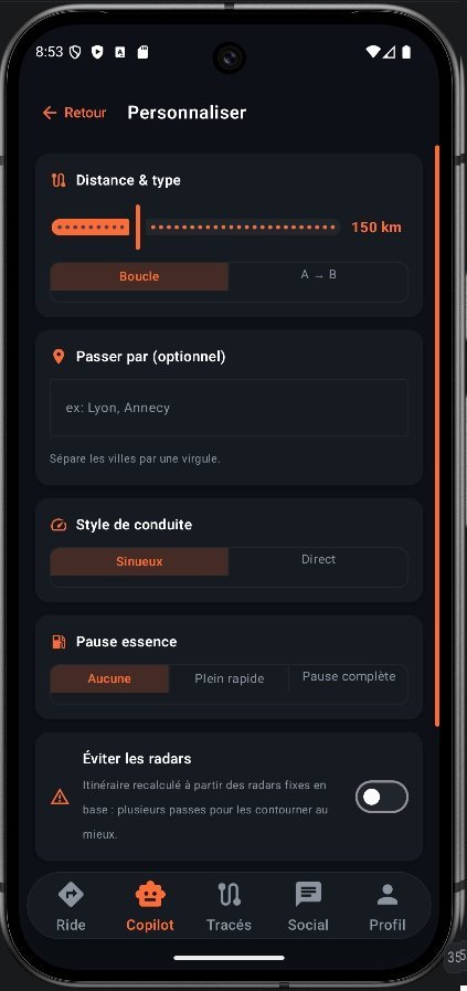 Copilot de l’application BikerTribe