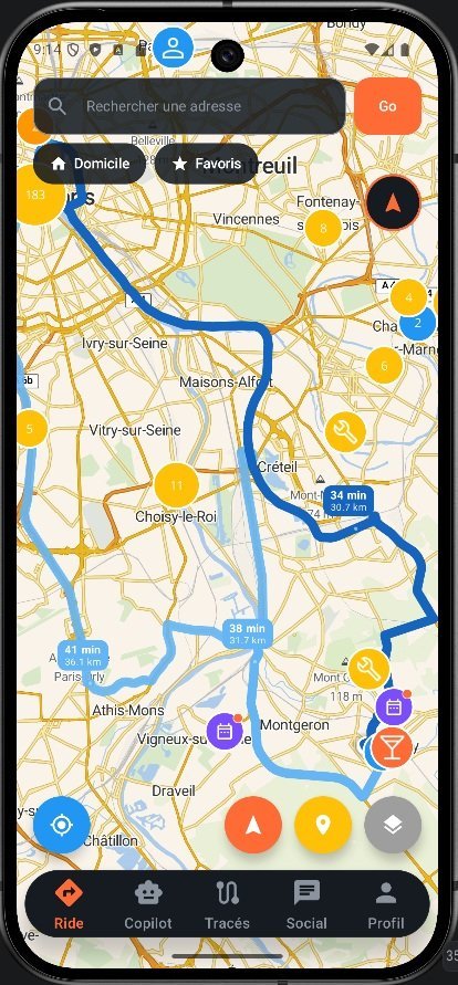 Navigation dans l’application BikerTribe
